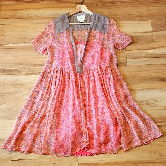 Maeve Anthropologie High Low Floral Dress w Slip Sz 4 - Picture 1 of 10